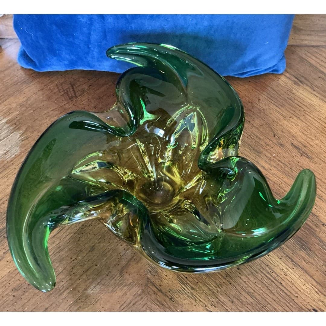 Vintage MCM Venetian Murano Alfredo Barbini Glass Bowl Dish - Thumbnail 2