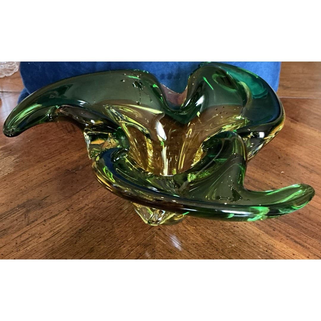 Vintage MCM Venetian Murano Alfredo Barbini Glass Bowl Dish - Thumbnail 4