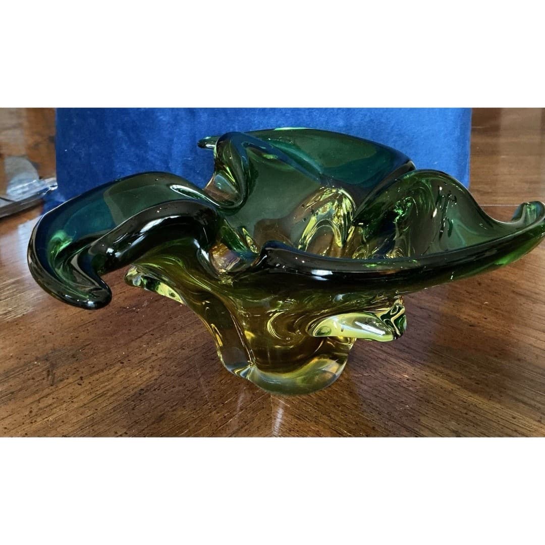 Vintage MCM Venetian Murano Alfredo Barbini Glass Bowl Dish - Thumbnail 3