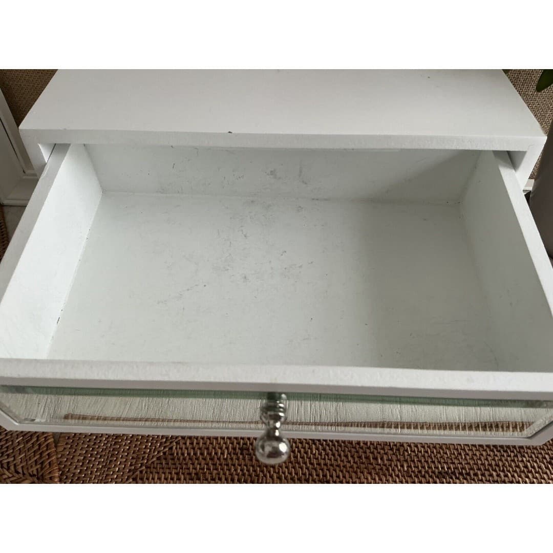 3 Drawer Mirror Glass Jewelry Box White - Thumbnail 7