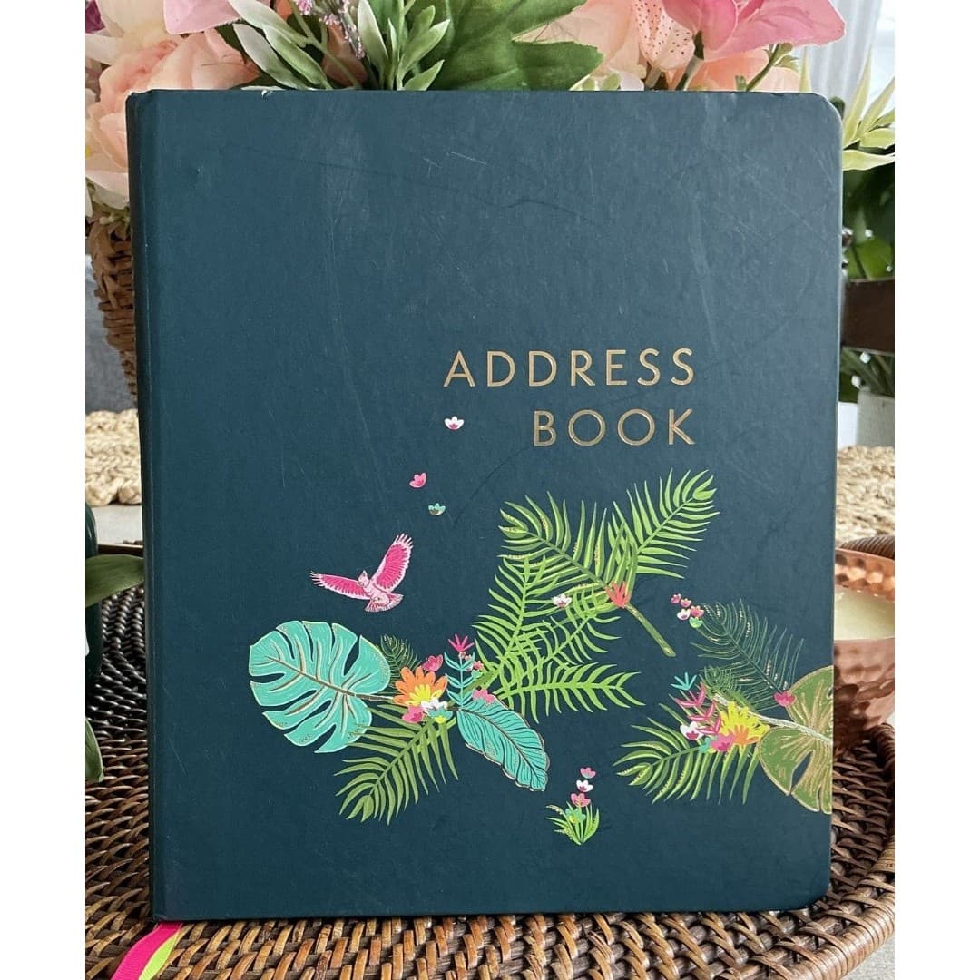 Beautiful Tropical Address Book By Boxclever W/Tabs 8.5” X 7”