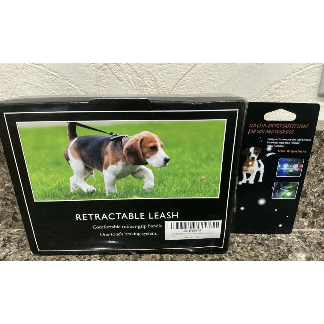 Living Express Retractable Dog Leash w/ LED Clip On Light New - Thumbnail 2