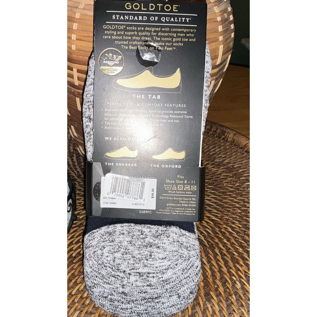 MENS GOLDTOE Edition Casual No Show Socks Reinforced Toe 3-Pack NEW Sz 8-11 - Thumbnail 3