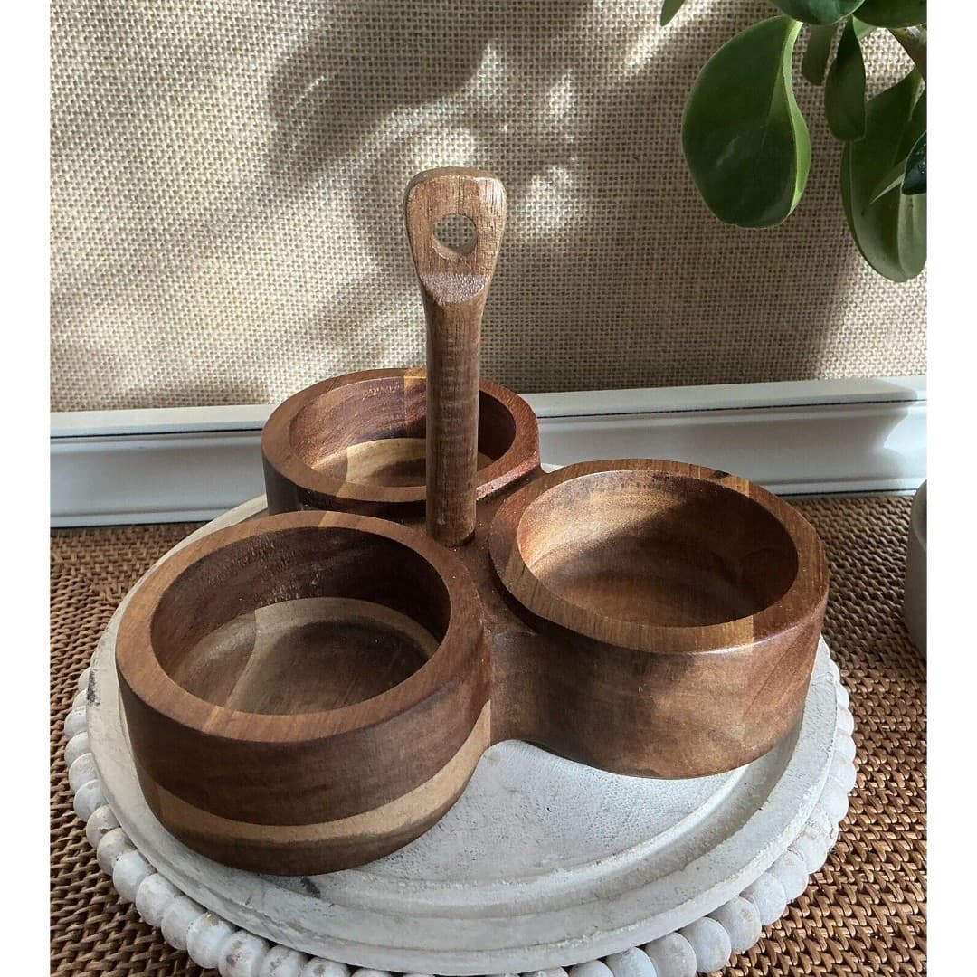 Hearth & Hand with Magnolia Acacia Wood Serving Trio Caddy