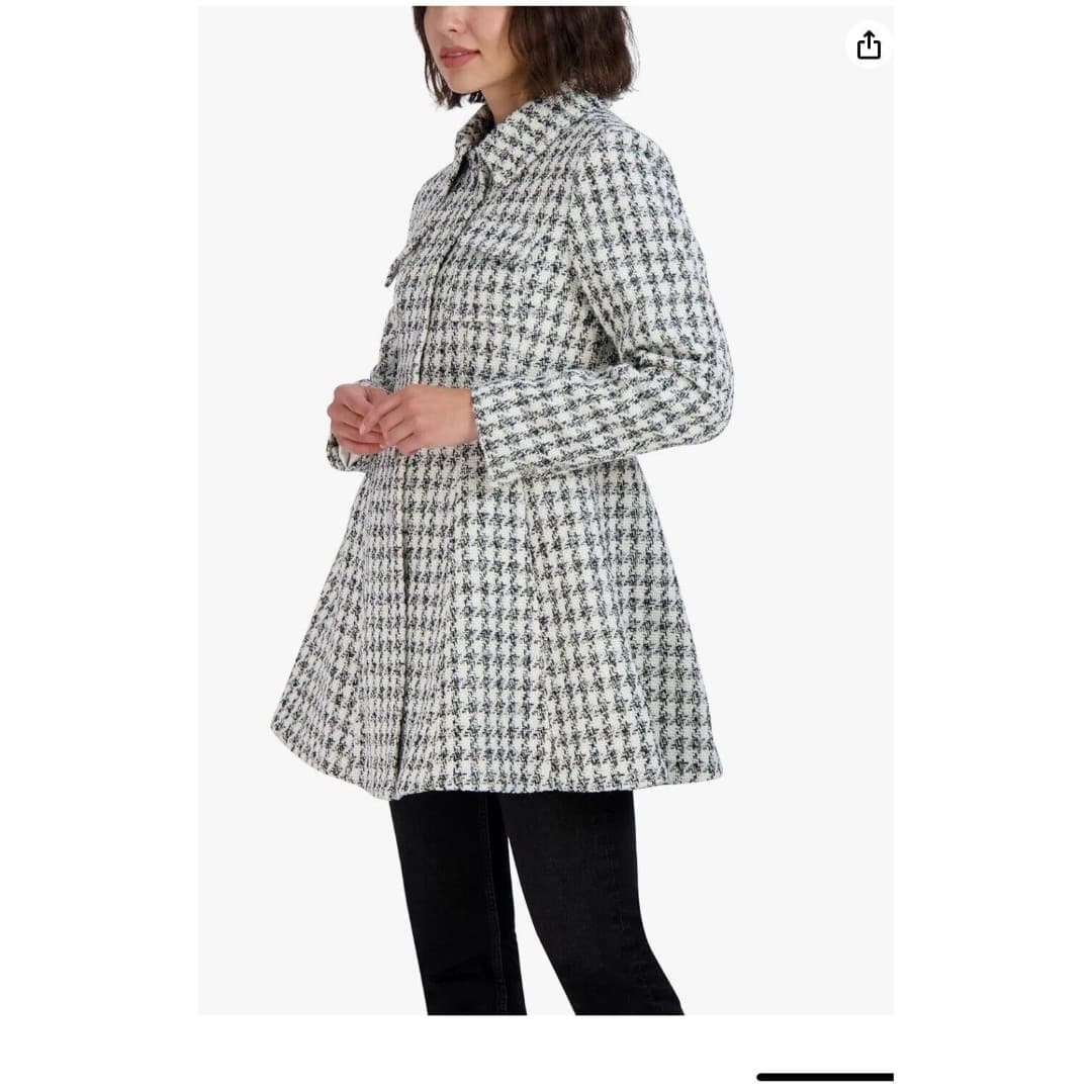 Laundry By Shelli Segal Womens Tweed Single Breasted Coat SZ XXL Black/White NWT - Thumbnail 6
