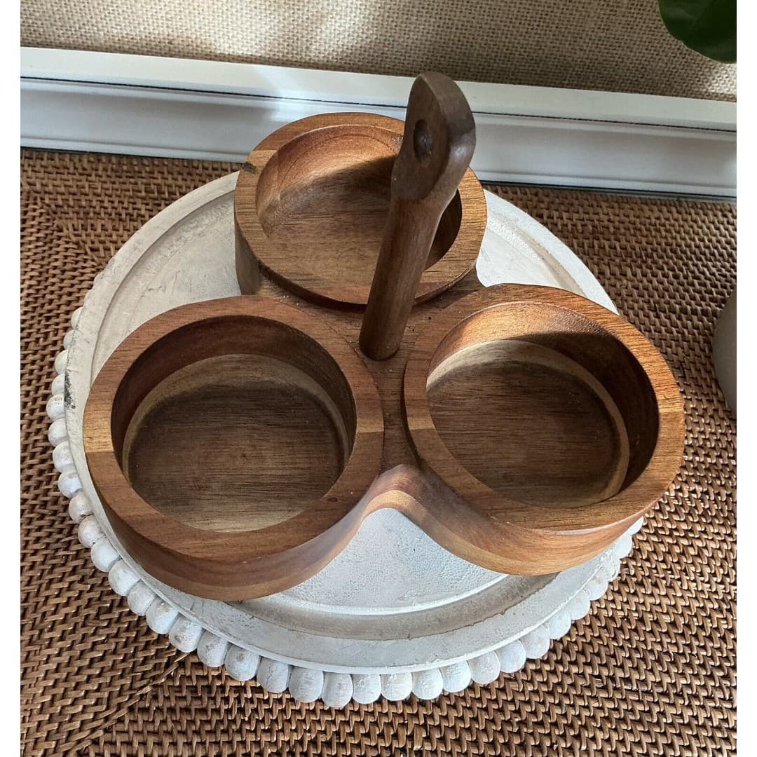 Hearth & Hand with Magnolia Acacia Wood Serving Trio Caddy - Thumbnail 3