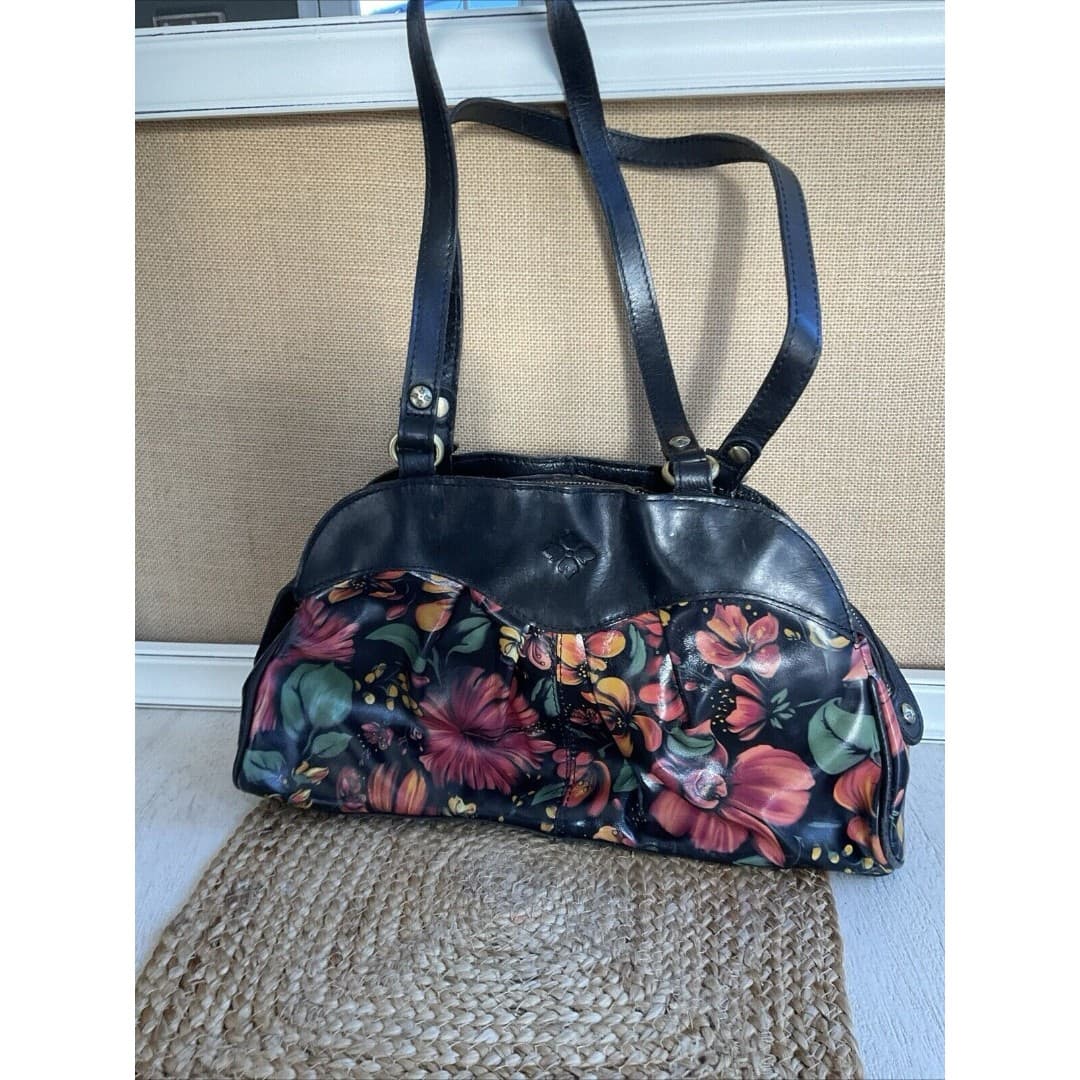 Patricia Nash Purse Leather Macellara Oval Satchel Tropical Escape Footed Floral