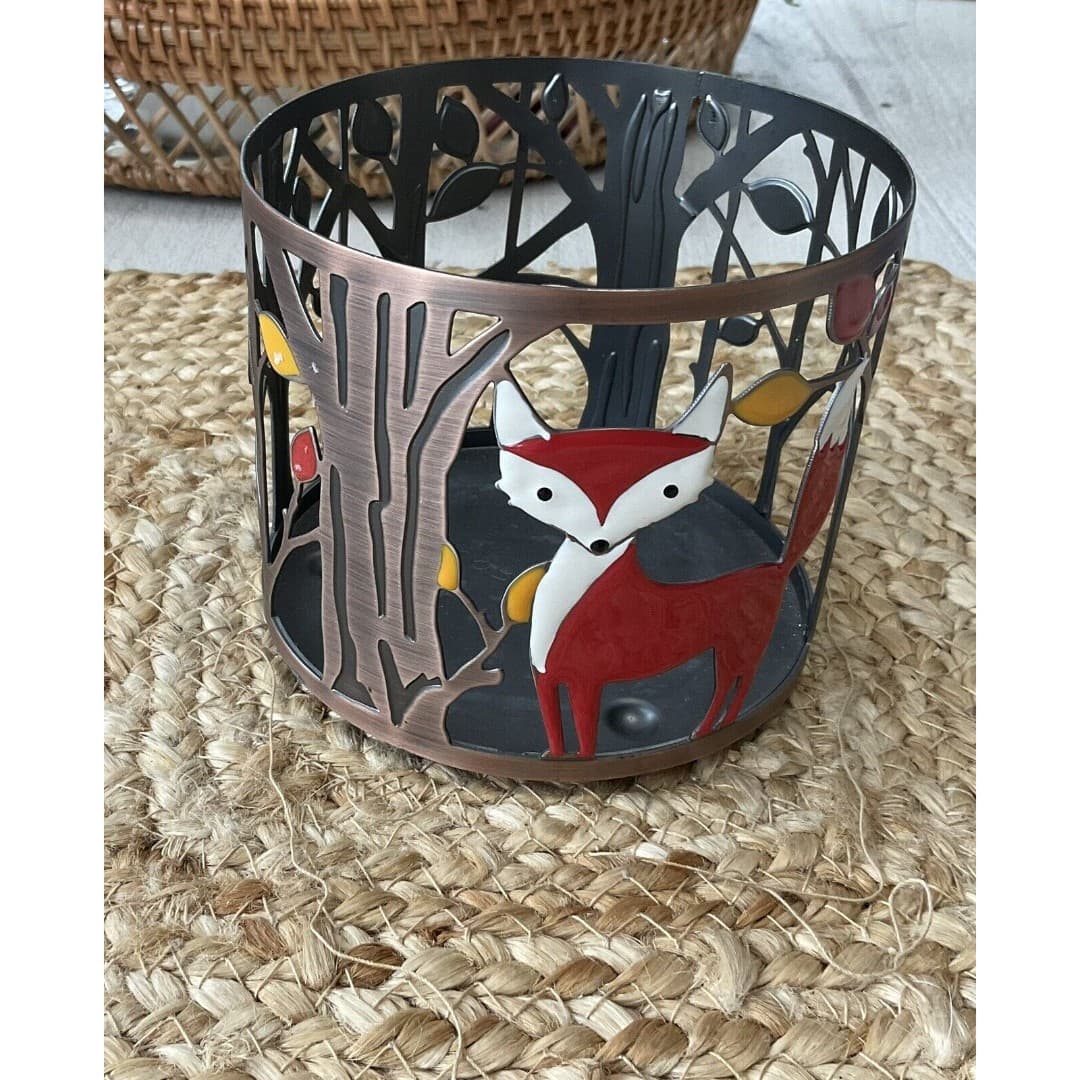 Bath & and Body Works Red Fox 14.5 oz 3-Wick Candle Sleeve Holder Bronze Colored