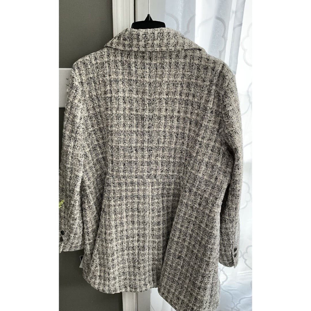 Laundry By Shelli Segal Womens Tweed Single Breasted Coat SZ XXL Black/White NWT - Thumbnail 4