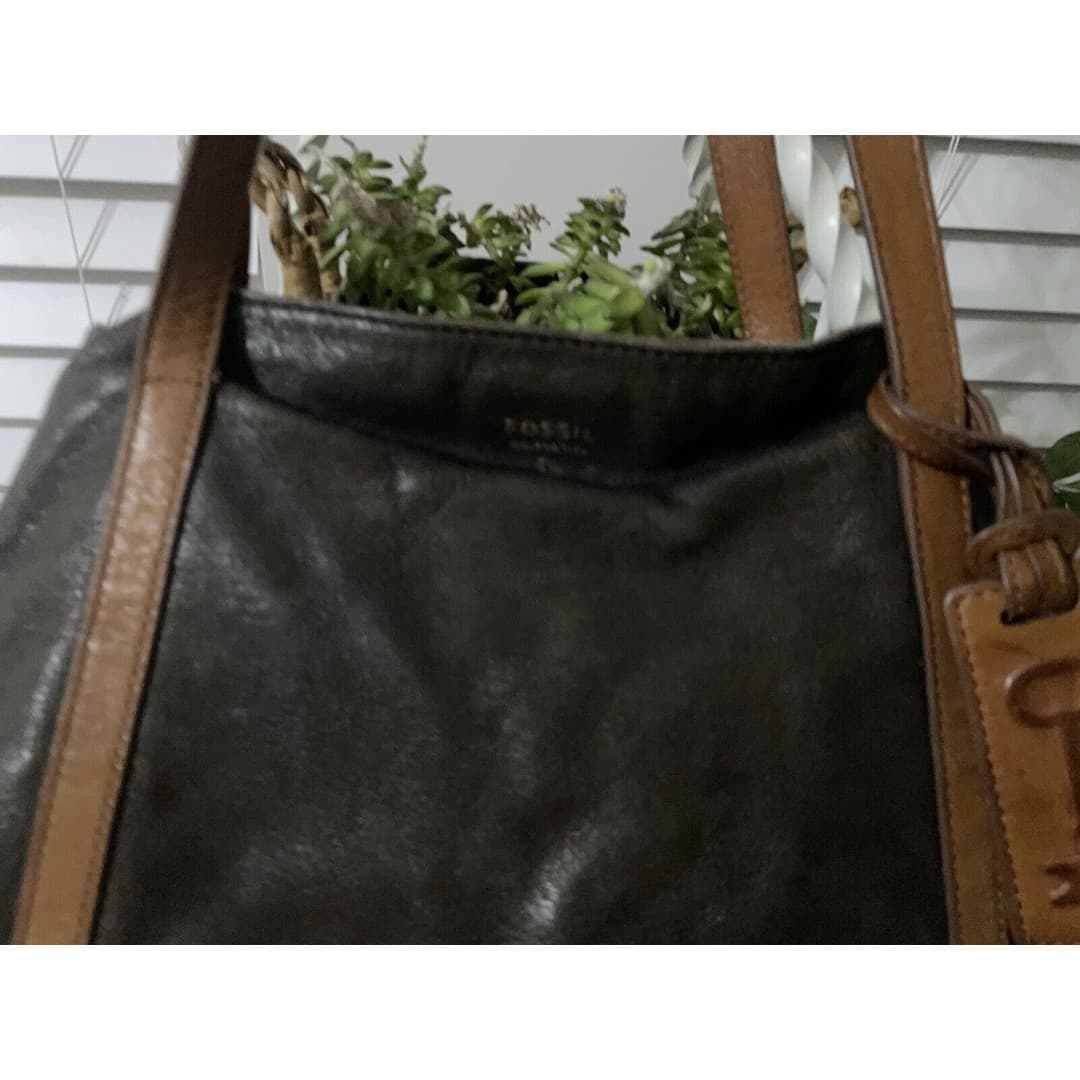 Fossil Issue No.1954 Purse Expandable Gwen Shopper Tote Bag Brown Leather Suede - Thumbnail 9