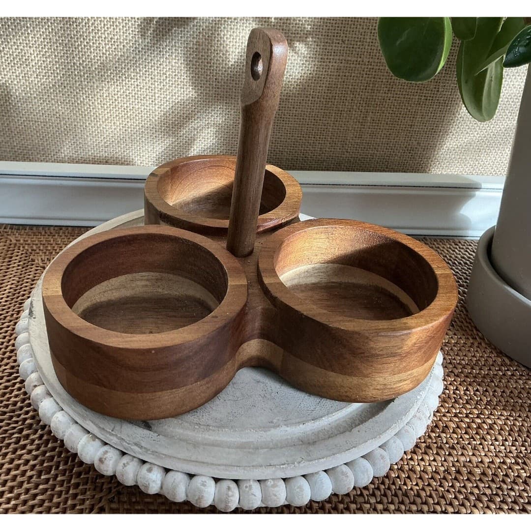 Hearth & Hand with Magnolia Acacia Wood Serving Trio Caddy - Thumbnail 4