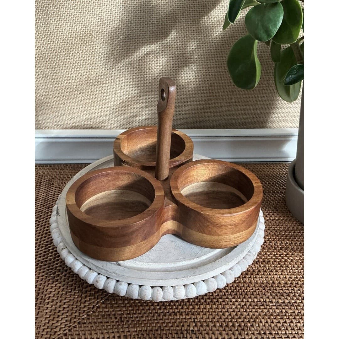 Hearth & Hand with Magnolia Acacia Wood Serving Trio Caddy - Thumbnail 2