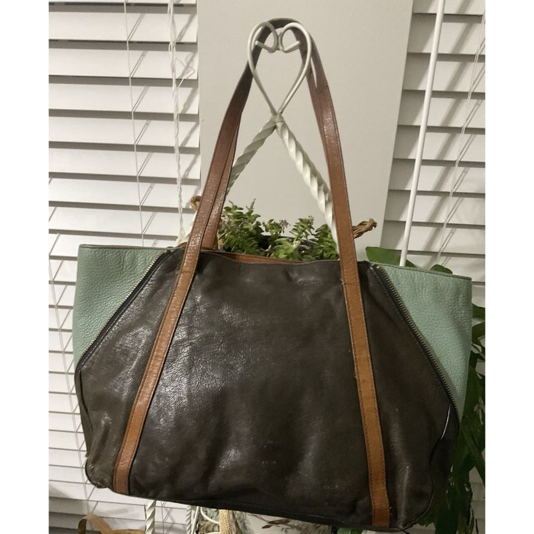 Fossil Issue No.1954 Purse Expandable Gwen Shopper Tote Bag Brown Leather Suede - Thumbnail 5