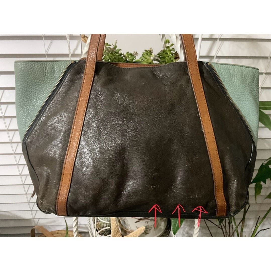 Fossil Issue No.1954 Purse Expandable Gwen Shopper Tote Bag Brown Leather Suede - Thumbnail 4