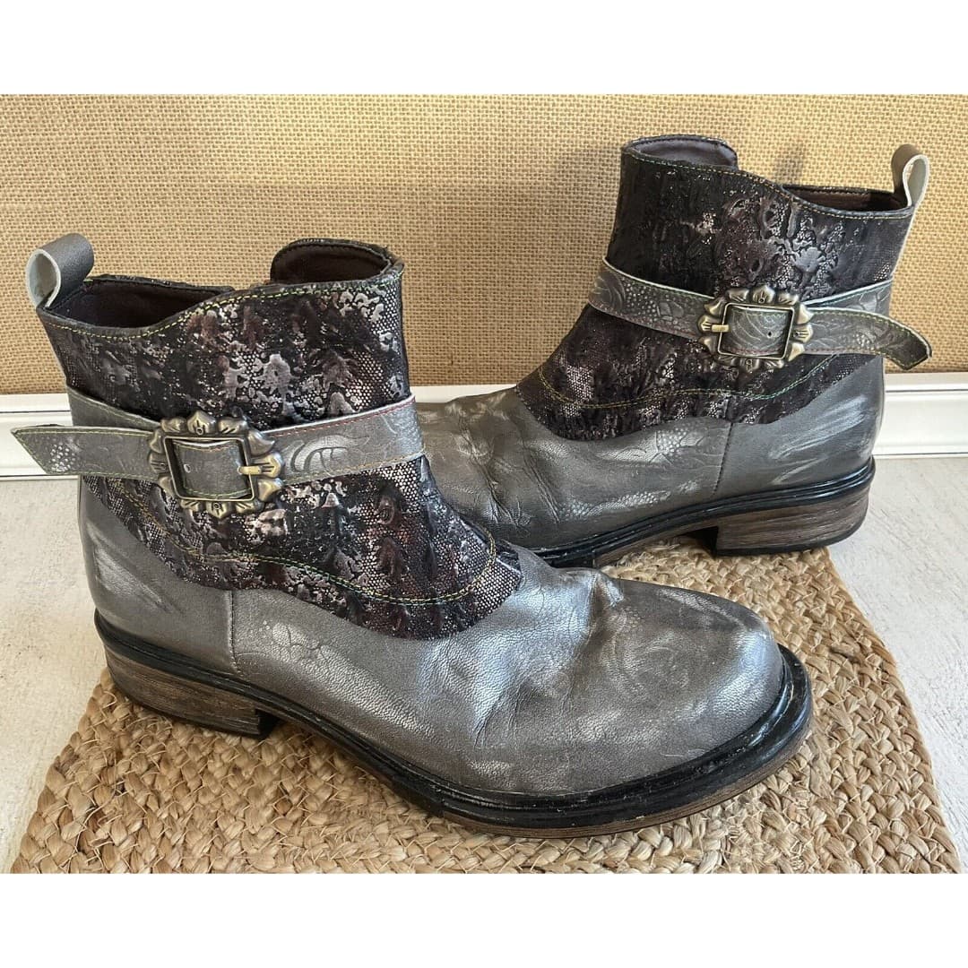 Koznoy Women’s Sheepskin Leather Wedges Platform Autumn Cowboy Boots Sz 9 - Thumbnail 2