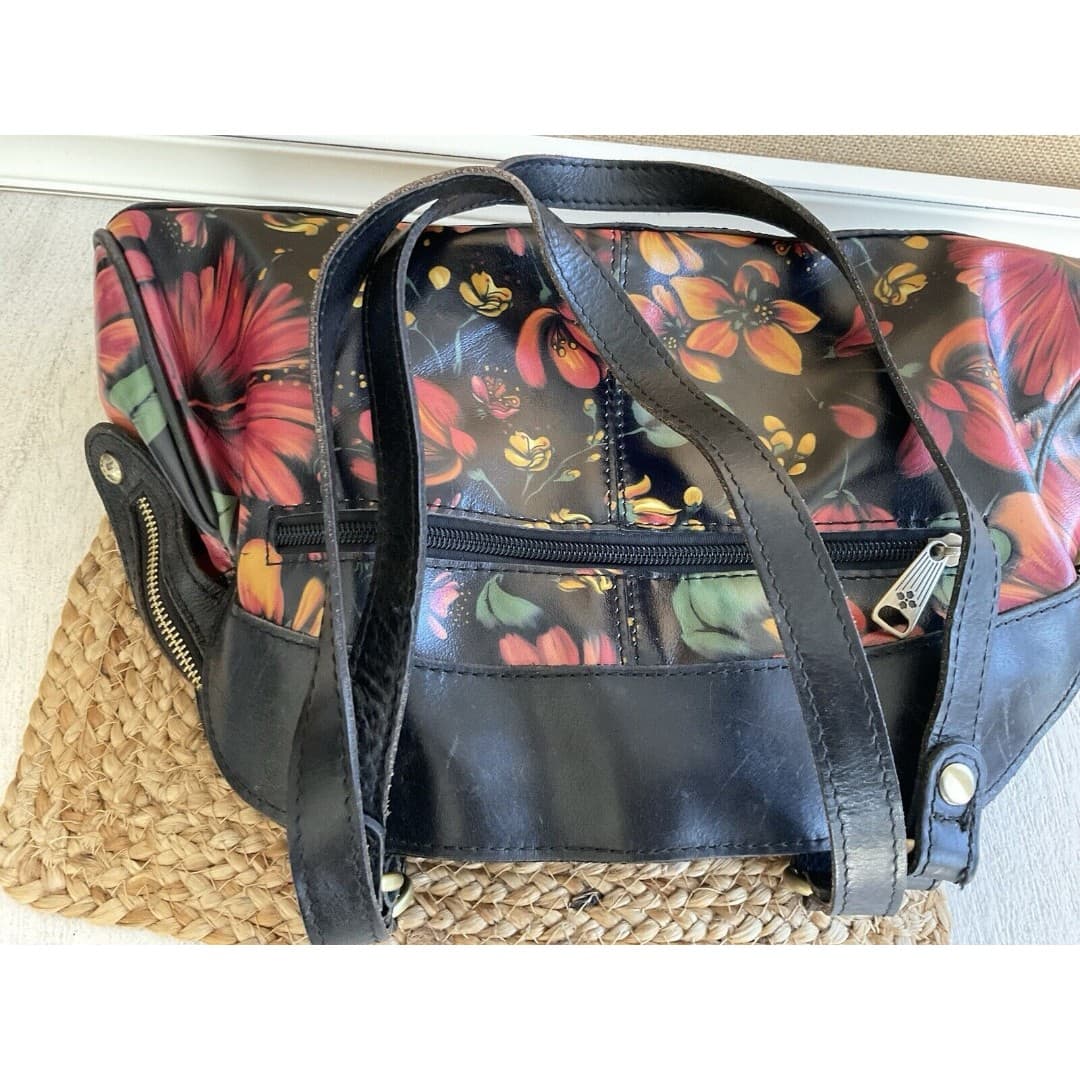 Patricia Nash Purse Leather Macellara Oval Satchel Tropical Escape Footed Floral - Thumbnail 12