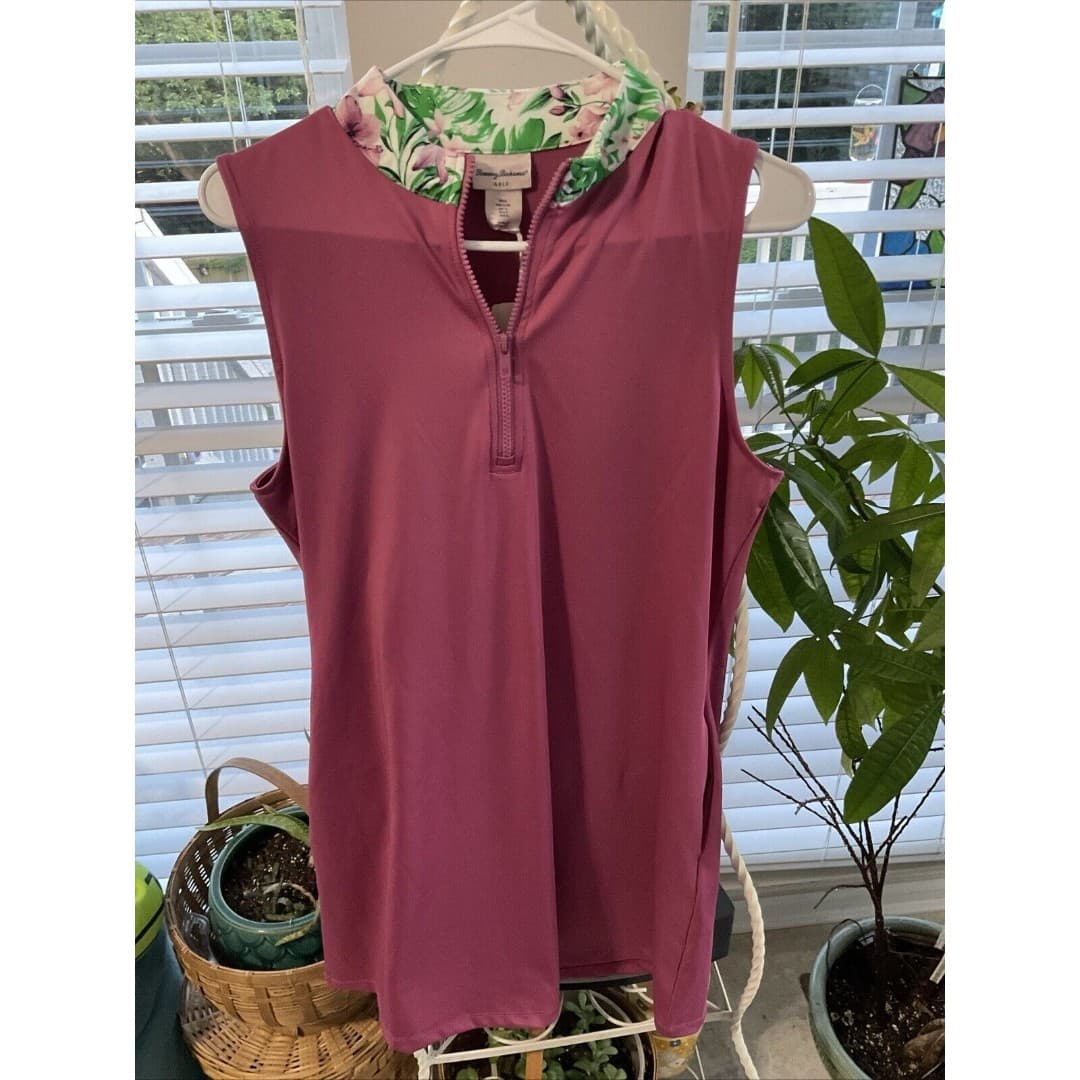 Tommy Bahama Golf Dress Women's Large Pink Solid Quarter Zip Pockets UPF NWT