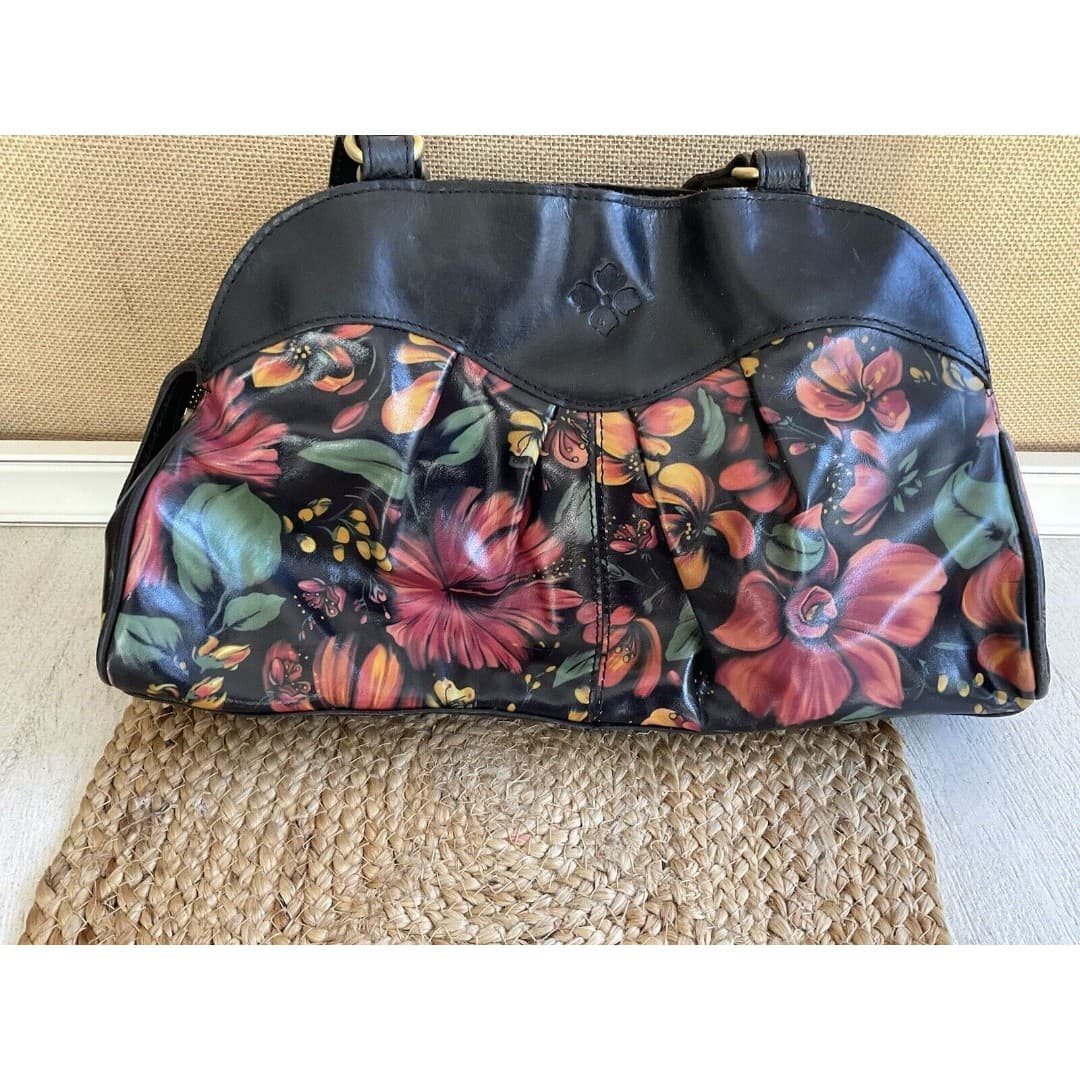 Patricia Nash Purse Leather Macellara Oval Satchel Tropical Escape Footed Floral - Thumbnail 6