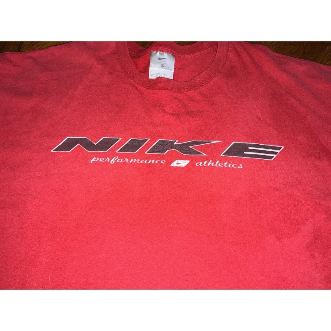 Vintage 90s Nike Athletics Spell Out T-Shirt Red Size XL - Thumbnail 2