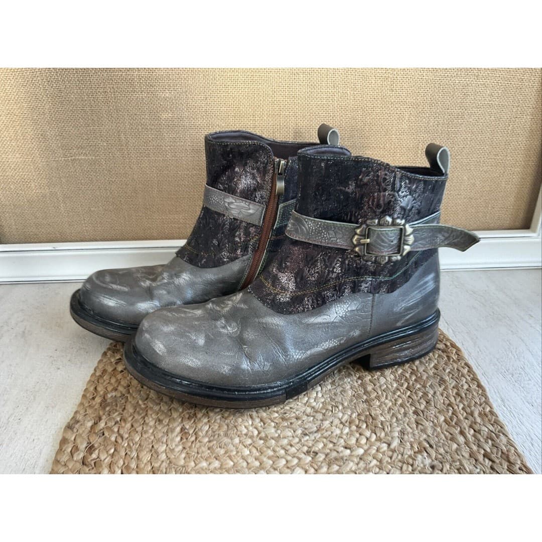 Koznoy Women’s Sheepskin Leather Wedges Platform Autumn Cowboy Boots Sz 9 - Thumbnail 3