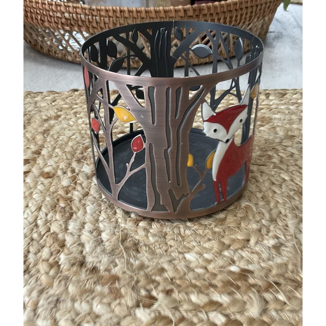 Bath & and Body Works Red Fox 14.5 oz 3-Wick Candle Sleeve Holder Bronze Colored - Thumbnail 3