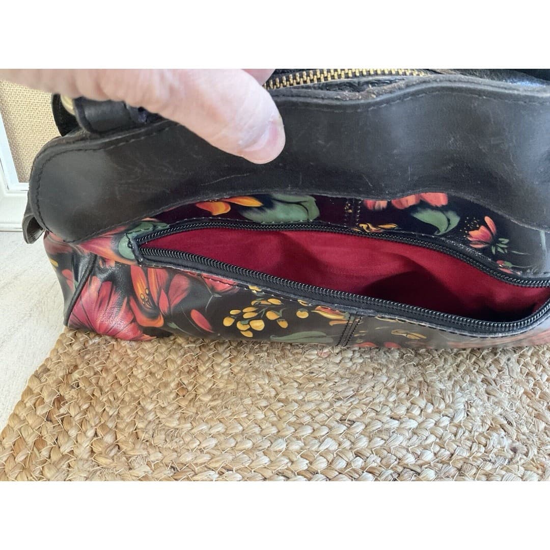 Patricia Nash Purse Leather Macellara Oval Satchel Tropical Escape Footed Floral - Thumbnail 4