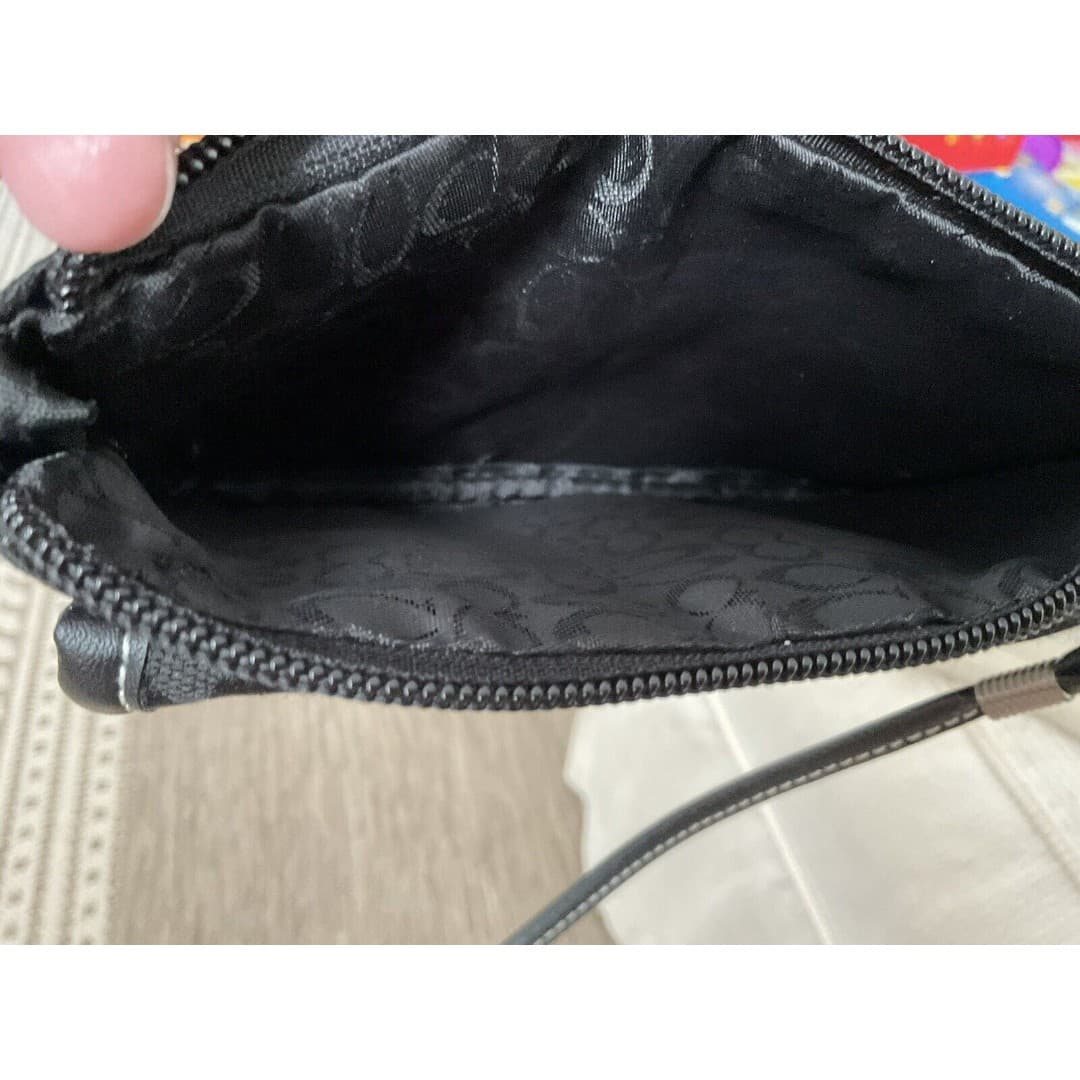 COACH Black Corner Zip Wristlet In Canvas Leather EUC - Thumbnail 3