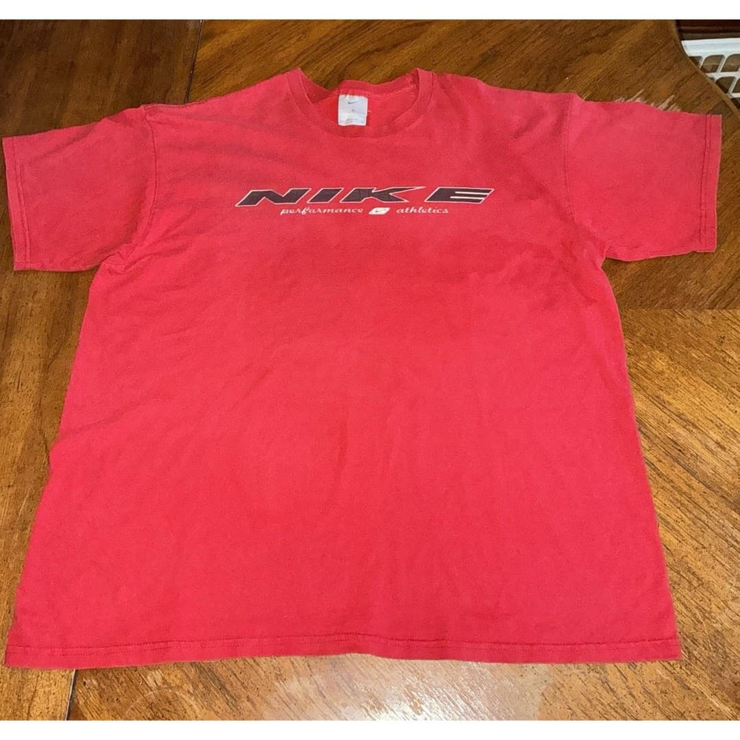 Vintage 90s Nike Athletics Spell Out T-Shirt Red Size XL - Thumbnail 4