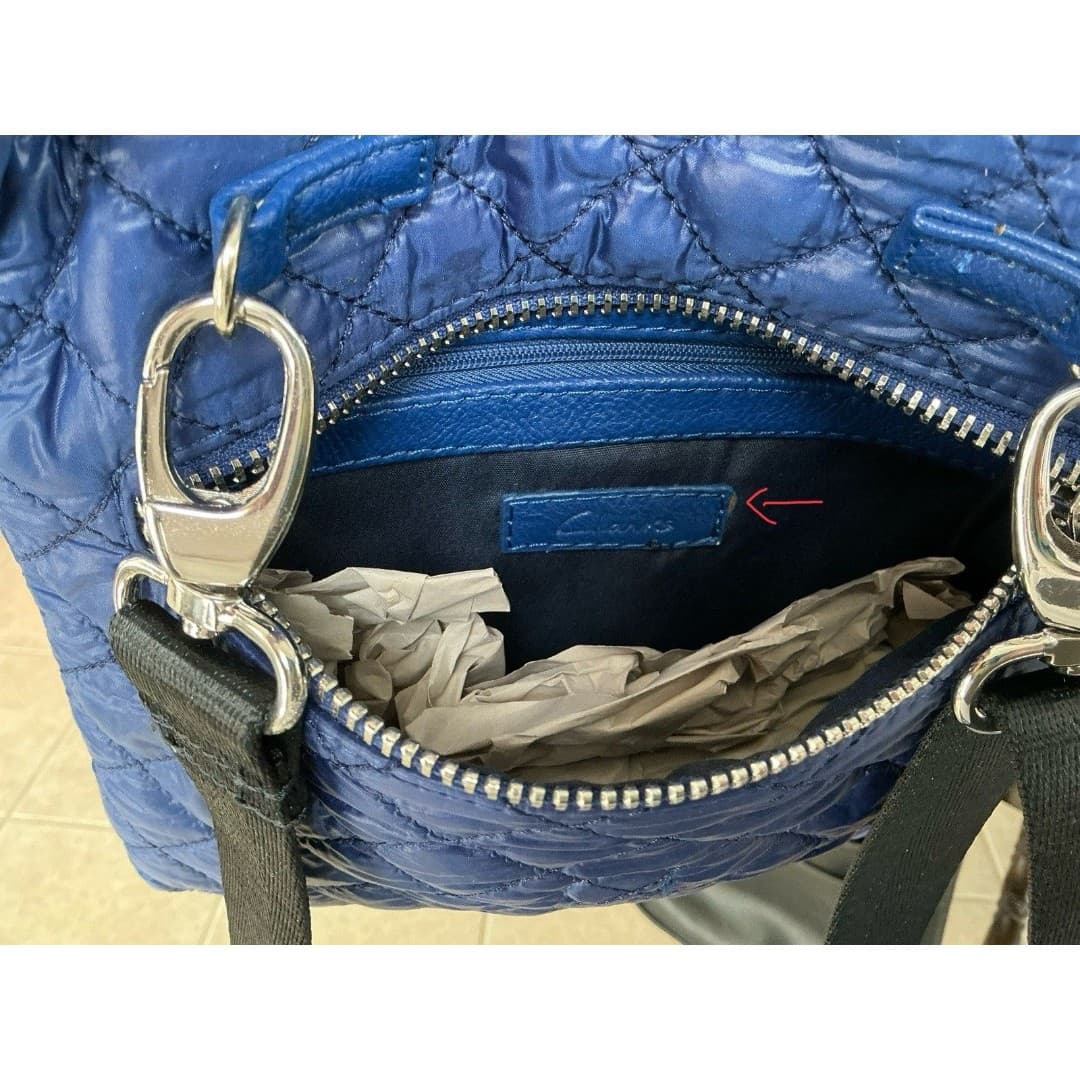 NWT Clarks Blue Quilted Puffy Crossbody Clutch Handbag - Thumbnail 6