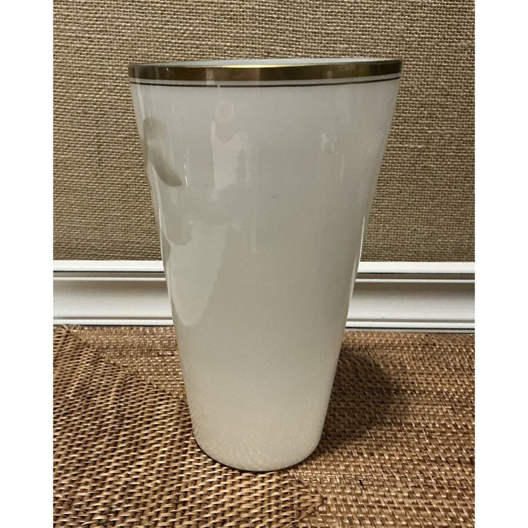Vintage DeLuxe Inc. USA Hand Painted Milk Glass Floral Vase Tumbler Signed - Thumbnail 4