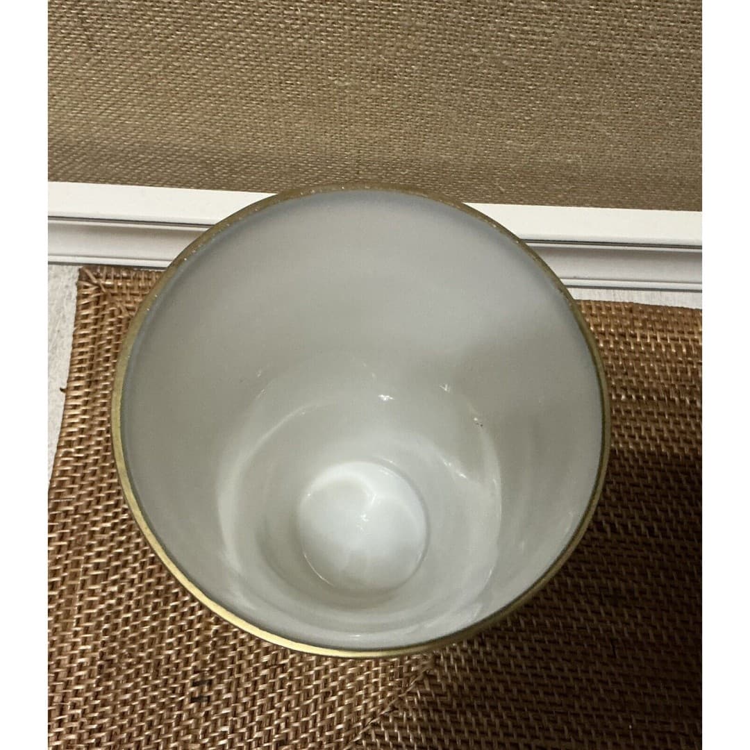 Vintage DeLuxe Inc. USA Hand Painted Milk Glass Floral Vase Tumbler Signed - Thumbnail 2