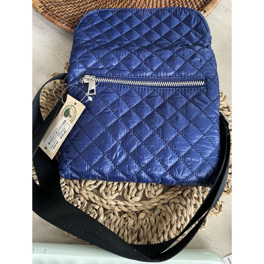NWT Clarks Blue Quilted Puffy Crossbody Clutch Handbag - Thumbnail 4