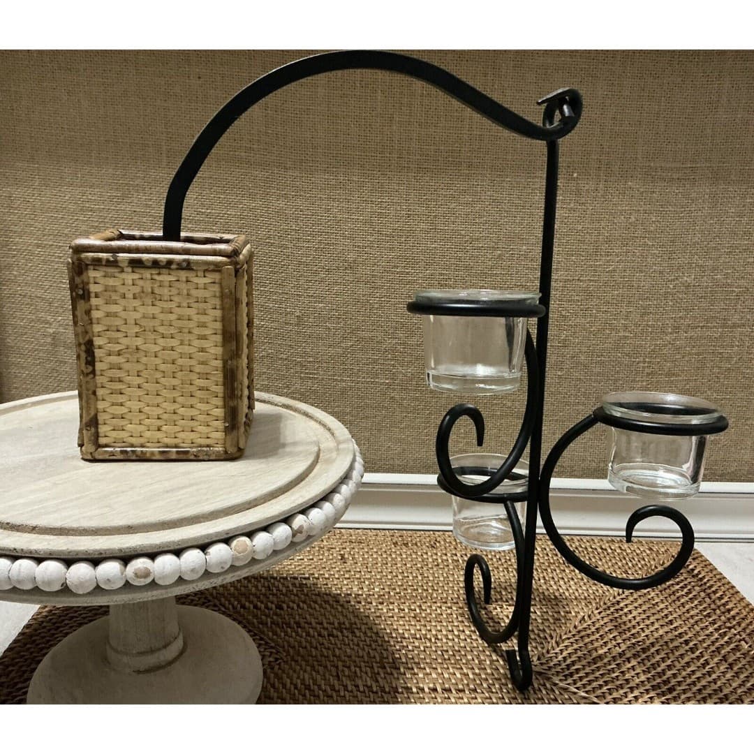 Black Metal Tea Light 3 Candle Wall Sconce/Holder - Thumbnail 5
