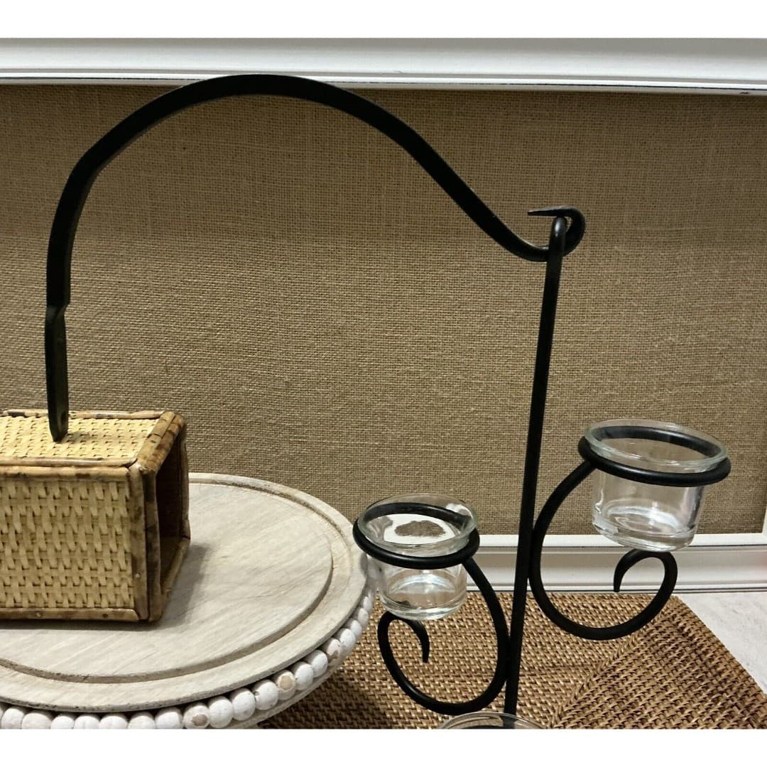 Black Metal Tea Light 3 Candle Wall Sconce/Holder - Thumbnail 3