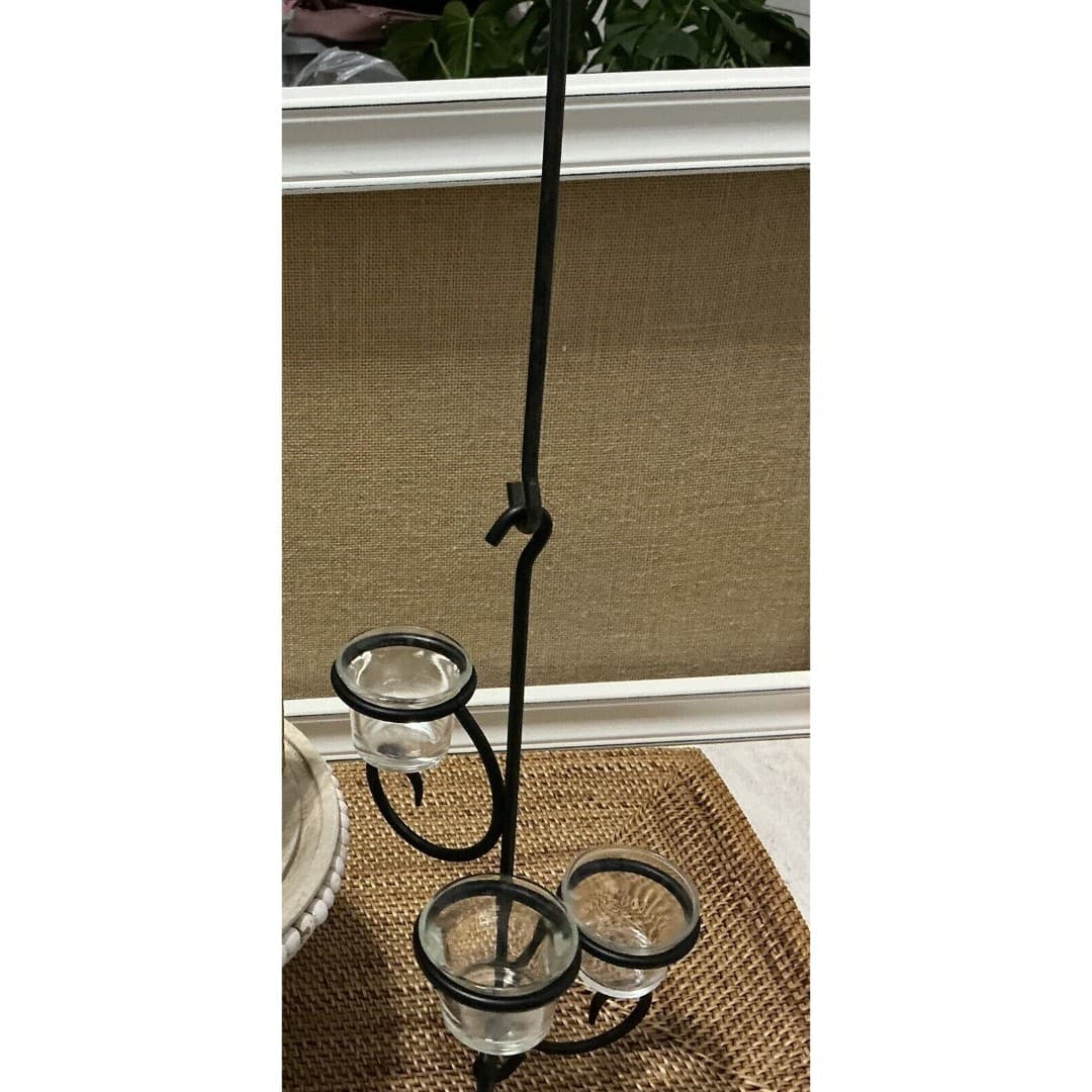 Black Metal Tea Light 3 Candle Wall Sconce/Holder - Thumbnail 4