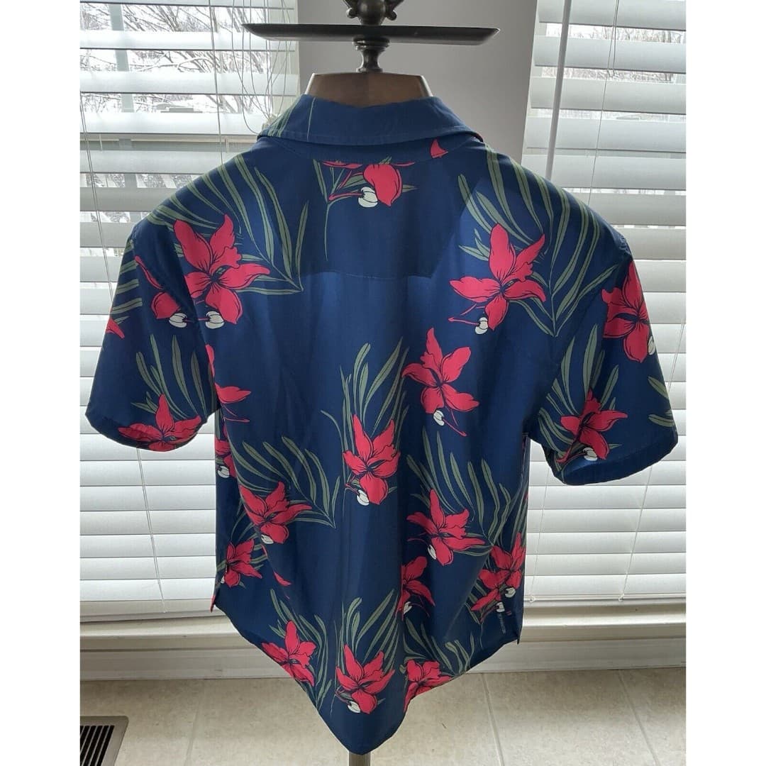 Hurley XLarge Mens Cotton Button Up Shirt Tropical Short Sleeve Hawaiian - Thumbnail 3
