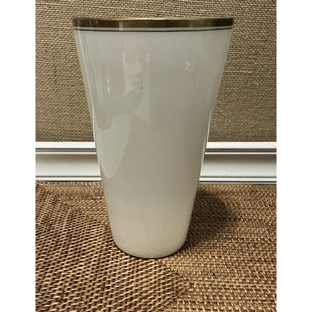 Vintage DeLuxe Inc. USA Hand Painted Milk Glass Floral Vase Tumbler Signed - Thumbnail 5