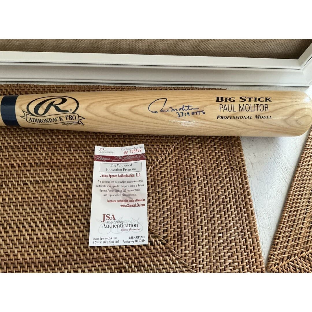 Paul Molitor Signed Baseball Bat JSA Authentication