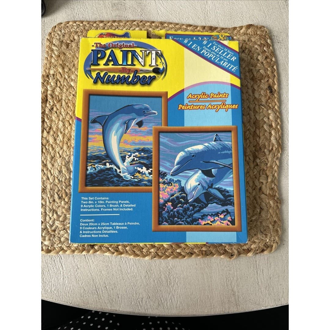Vtg Craft House Paint by Numbers Kit 2002 Dolphins Ocean, SEALED PACKAGE