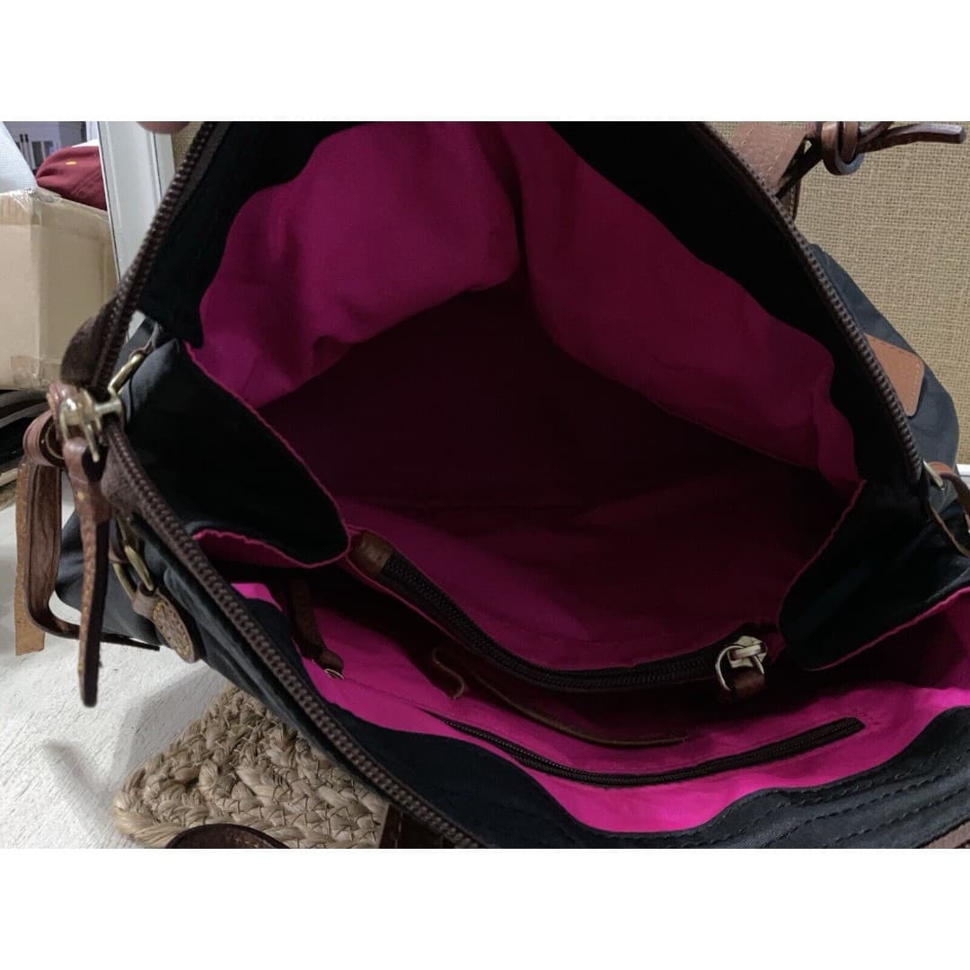 DOONEY BOURKE Nylon Tote Shoulder Handbag, Black, Leather Trim - Thumbnail 7
