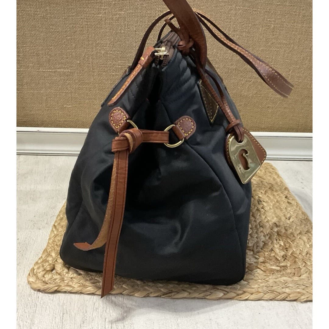 DOONEY BOURKE Nylon Tote Shoulder Handbag, Black, Leather Trim - Thumbnail 4