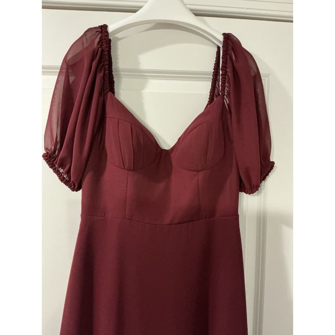 Barbie™ AZAZIE 1003 Cabernet A-Line Pleated Chiffon Dress Sz 4 - Thumbnail 6
