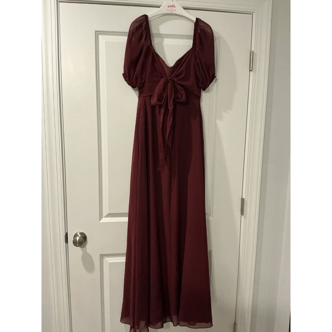 Barbie™ AZAZIE 1003 Cabernet A-Line Pleated Chiffon Dress Sz 4 - Thumbnail 3