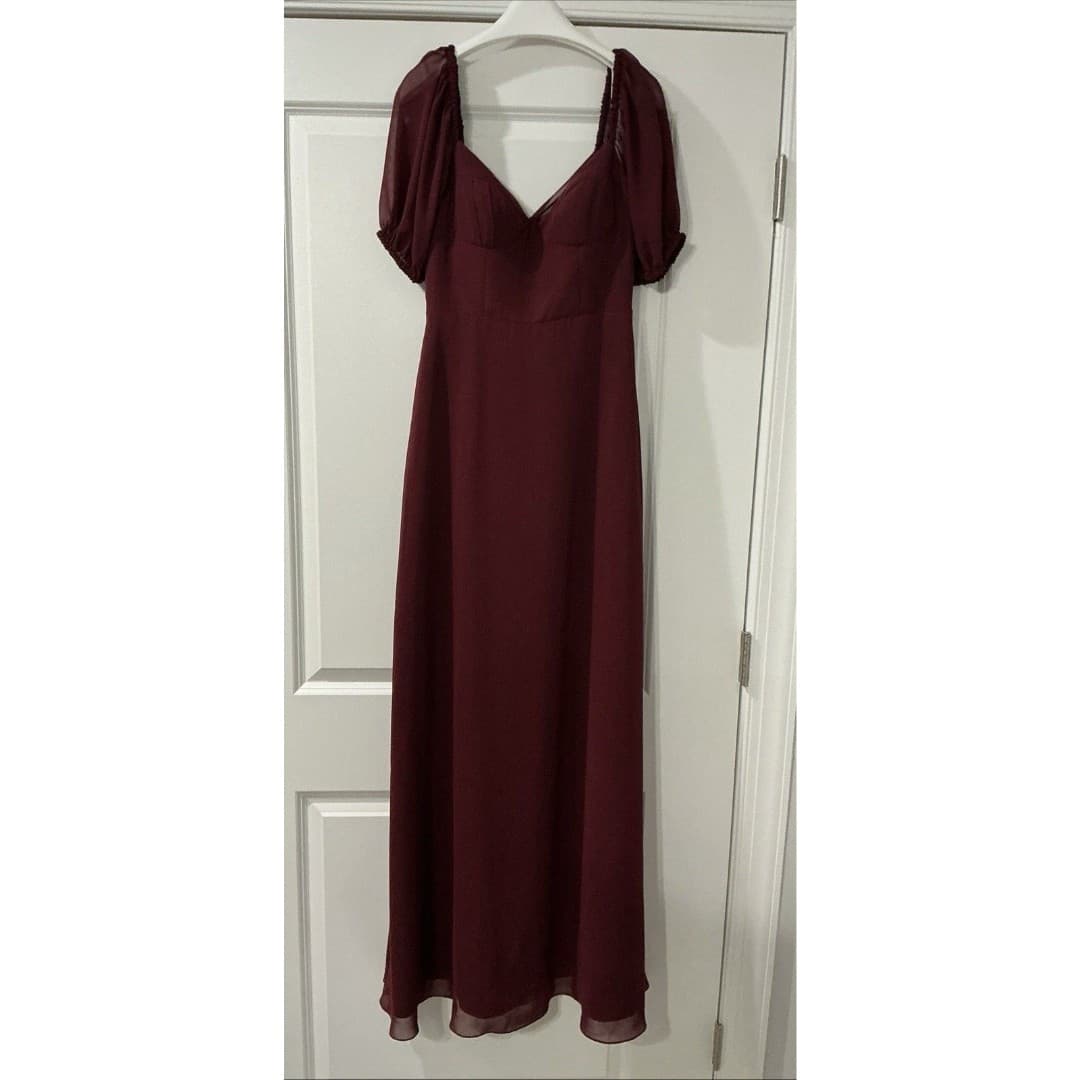 Barbie™ AZAZIE 1003 Cabernet A-Line Pleated Chiffon Dress Sz 4 - Thumbnail 2