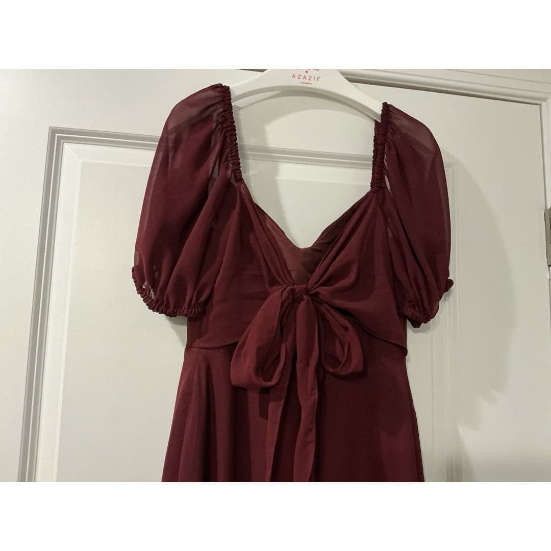 Barbie™ AZAZIE 1003 Cabernet A-Line Pleated Chiffon Dress Sz 4 - Thumbnail 5