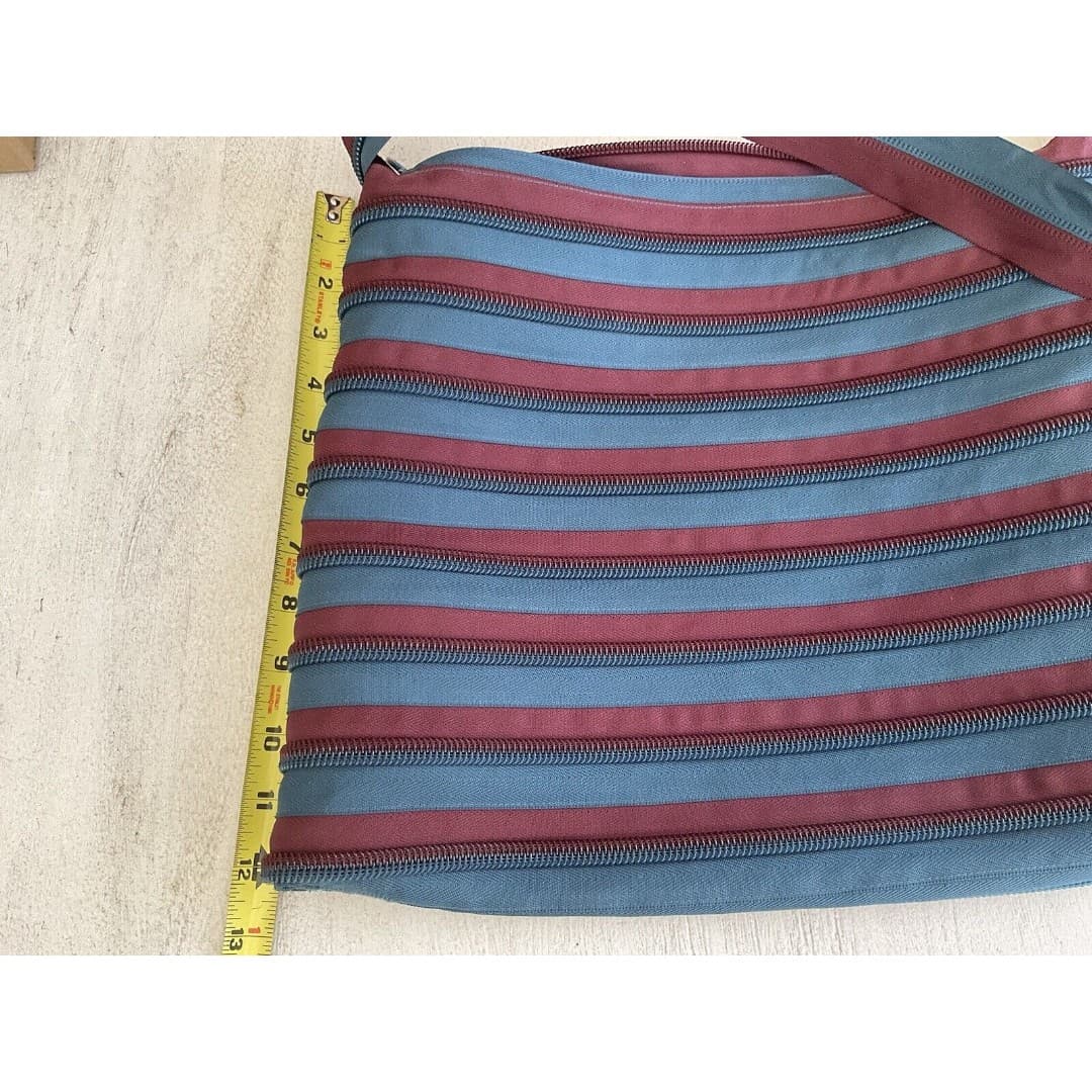 ZIPIT Big Tote Bag One Long Zipper Handle Storage Blue Maroon - Thumbnail 5