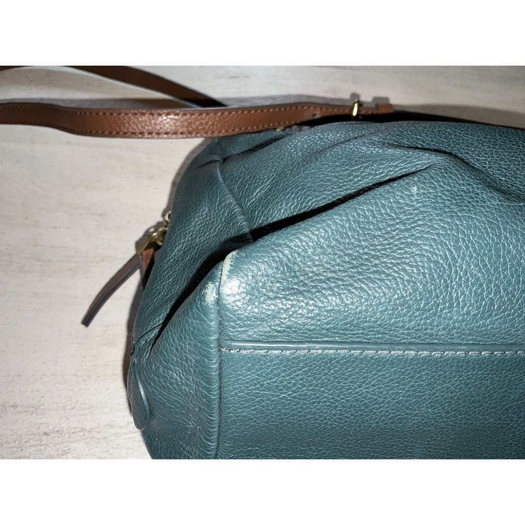 FOSSIL RACHEL Dark Teal Convertible Satchel Handbag Crossbody Purse - Thumbnail 6