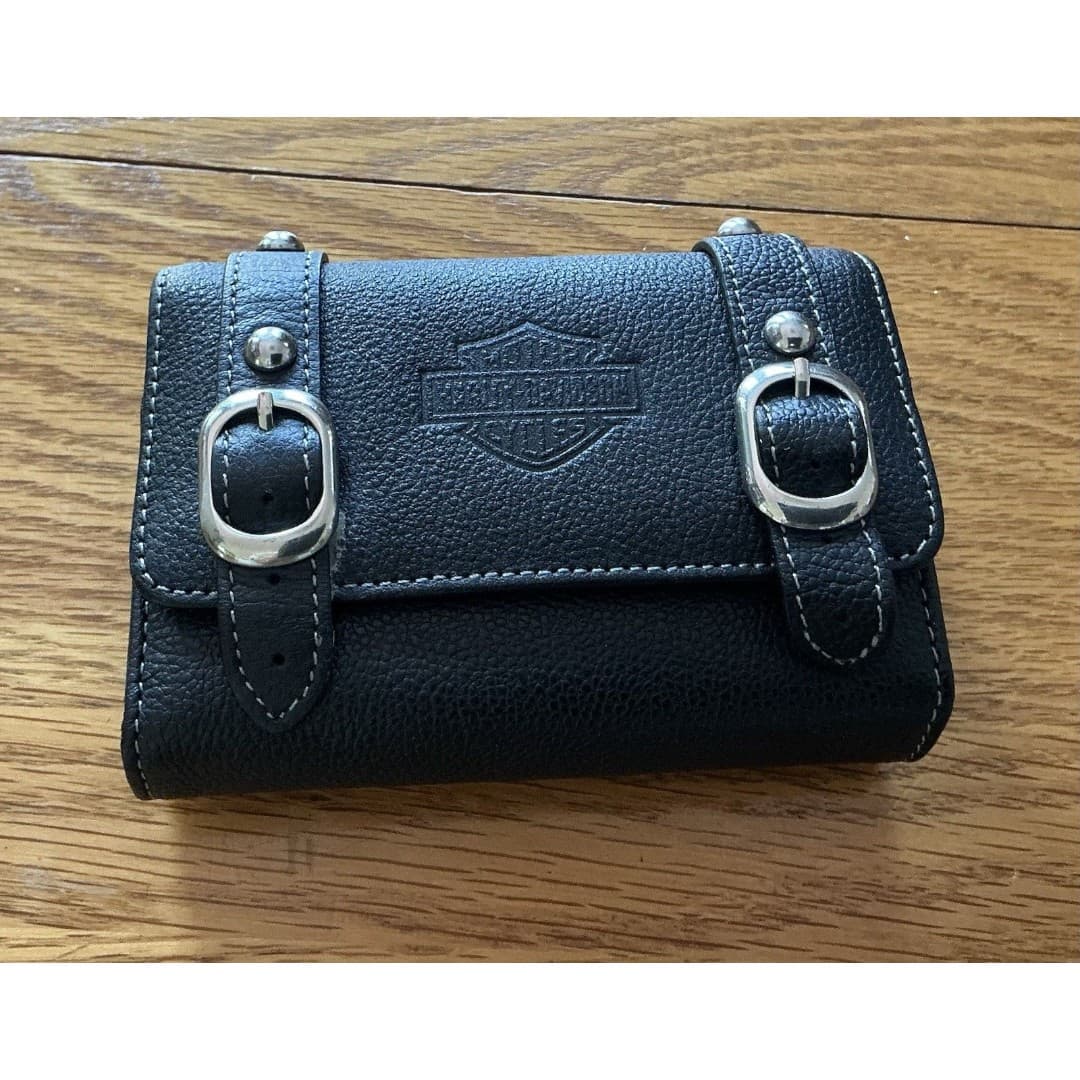 Harley Davidson Phone Case Small Black Leather Belt Loop Biker Motorcycle Purse