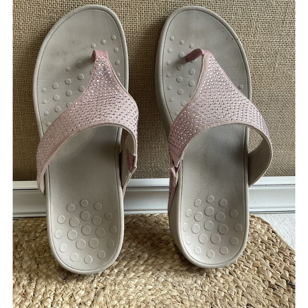 VIONIC NAPLES CHAMPAGNE SPARKLE PLATFORM FILP FLOP SANDALS~WOMEN Sz 9 - Thumbnail 2