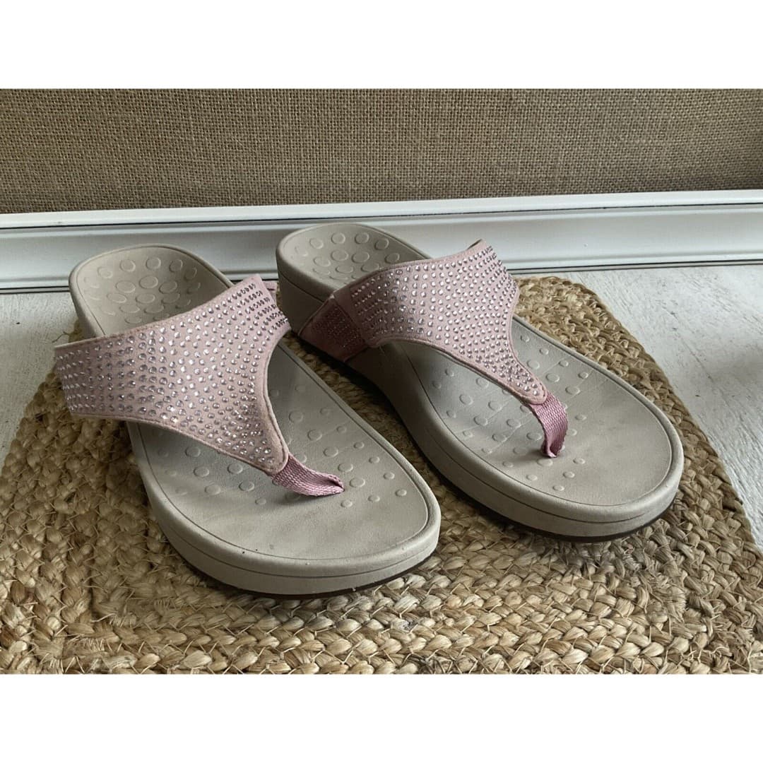 VIONIC NAPLES CHAMPAGNE SPARKLE PLATFORM FILP FLOP SANDALS~WOMEN Sz 9 - Thumbnail 3